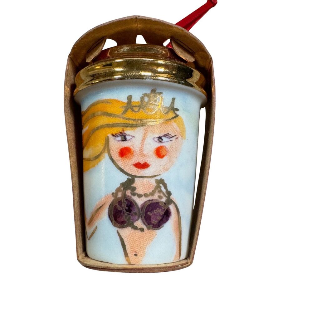 Starbucks Christmas Ornament Ceramic Siren Art Series 2015 Coffee Mermaid NWT